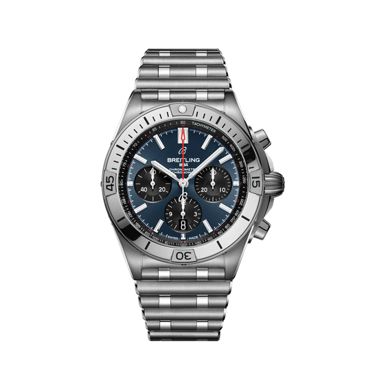 Breitling Chronomat B01 42mm Blue and Black Dial Stainless Steel Metal Bracelet AB0134101C1A1
