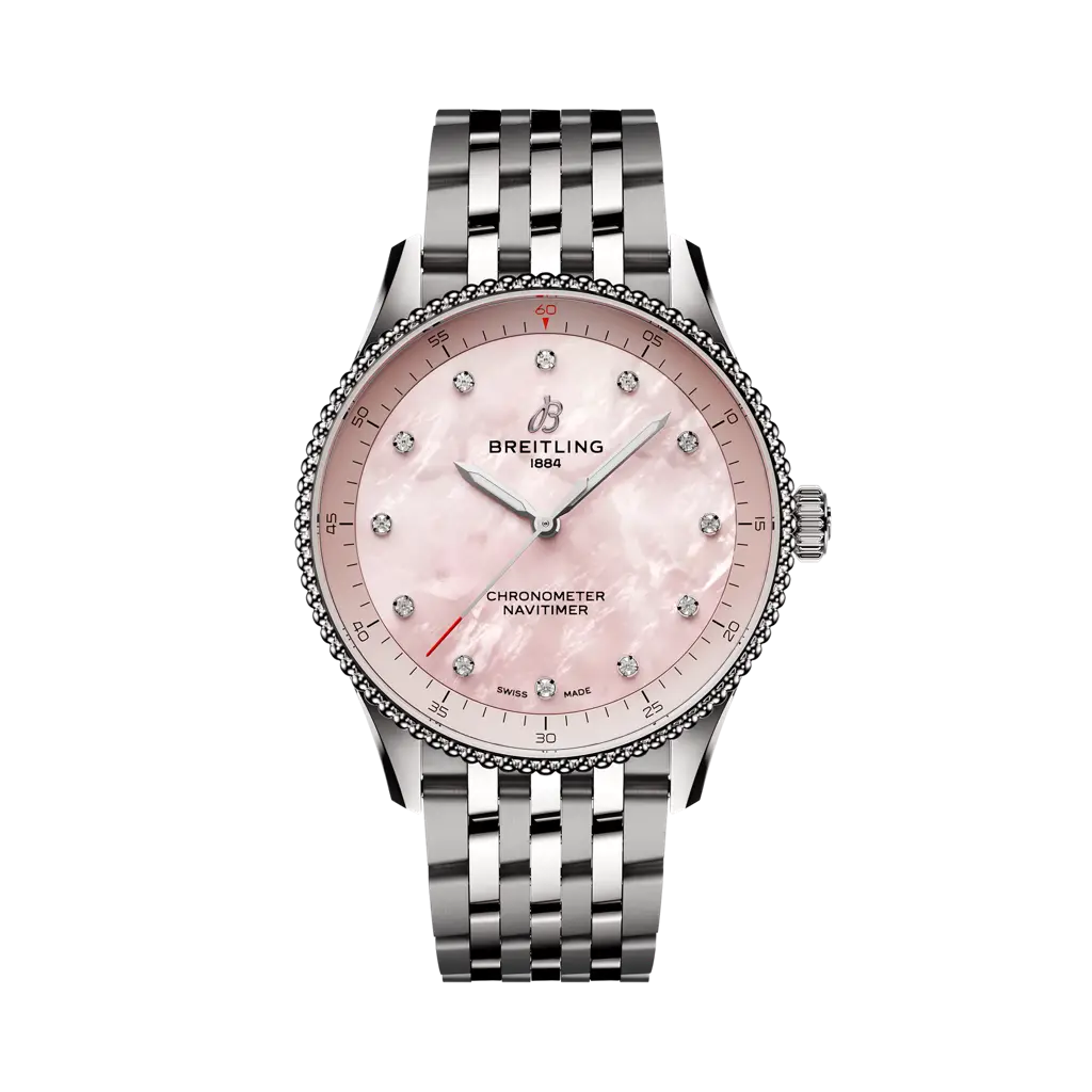 Breitling Navitimer 32 mm Rose Pink Dial Stainless Steel Bracelet A77320D91K1A1