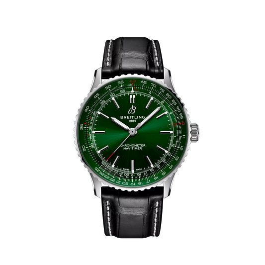 Breitling Navitimer  41.0 mm Green Dial Stainless Steel Black and   Leather Strap A17329371L1P1