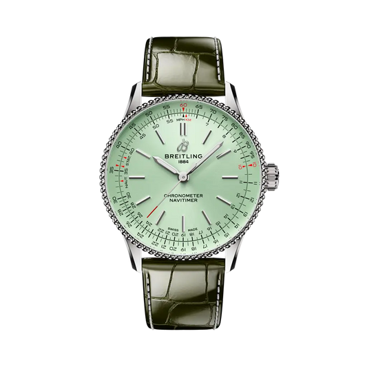 Breitling Navitimer Automatic 36 mm Olive Green Dial Stainless Steel   Leather Strap A17327361L1P1