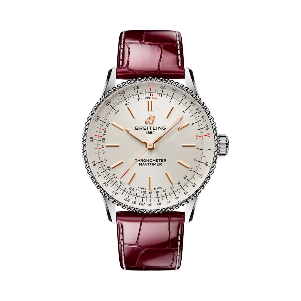 Breitling Navitimer Automatic 36 mm White Dial Stainless Steel Leather Strap A17327211G1P1