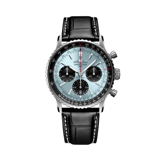 Breitling Navitimer B01 Chronograph 41 mm Black With Ocean Dial Stainless Steel   Leather Strap AB0139241C2P1