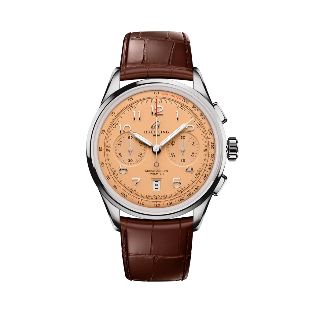 Breitling Premier B01 Chronograph 42 mm Bronze Dial Stainless Steel Leather Brown Strap AB0145331K1P2