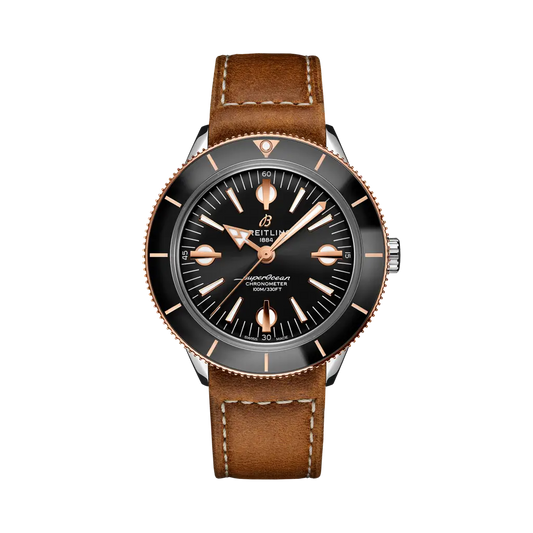 Breitling Superocean Heritage '57 42 mm Black Dial Stainless Steel & 18K Red Gold Leather Brown Strap U10370121B1X2