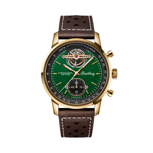 Breitling Top Time B21 Ford Mustang 43 mm Black And Green Dial Bronze Leather Brown Strap NB21251A1L1X1