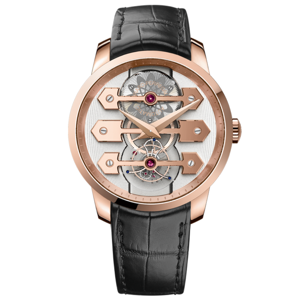 Girard-Perregaux Tourbillon with Three Gold Bridges 45 mm Transparent Dial 18K Pink Gold   Leather Strap 99280-52-000-BA6E