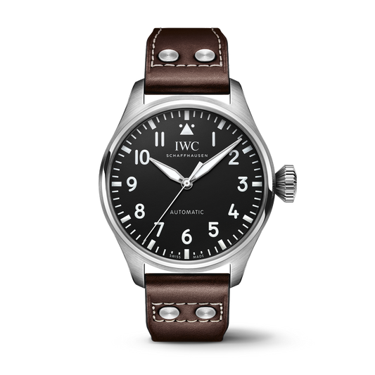 IWC Schaffhausen Big Pilot's Watch 43 mm Black Dial Stainless Steel Brown    Strap IW329301
