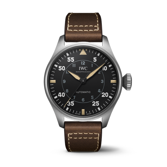 IWC Schaffhausen Big Pilot’s Watch 43 Spitfire 43 mm Black Dial Titanium  Brown   Strap IW329701