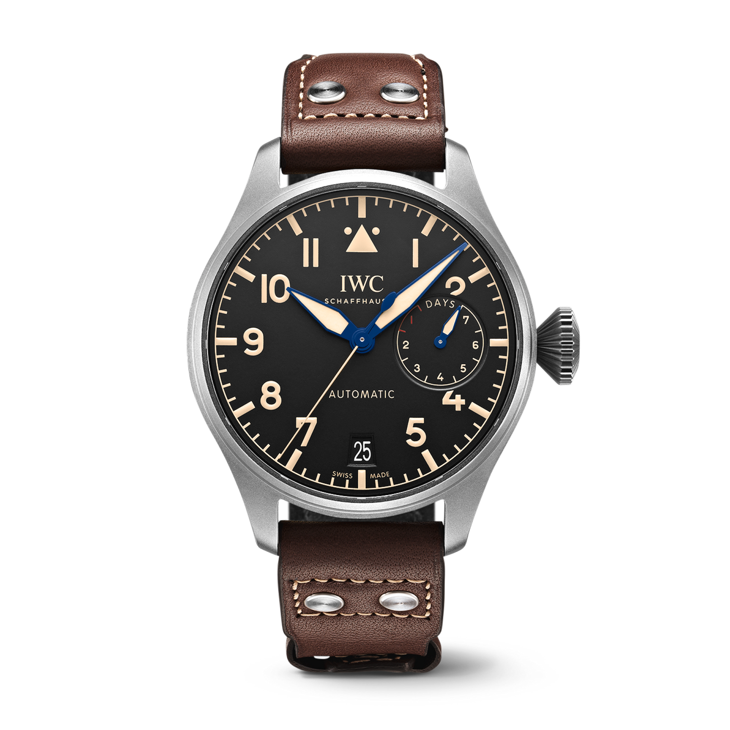 IWC Schaffhausen Big Pilot’s Watch Heritage 46.2  mm Black Dial Titanium Brown    Strap IW501004