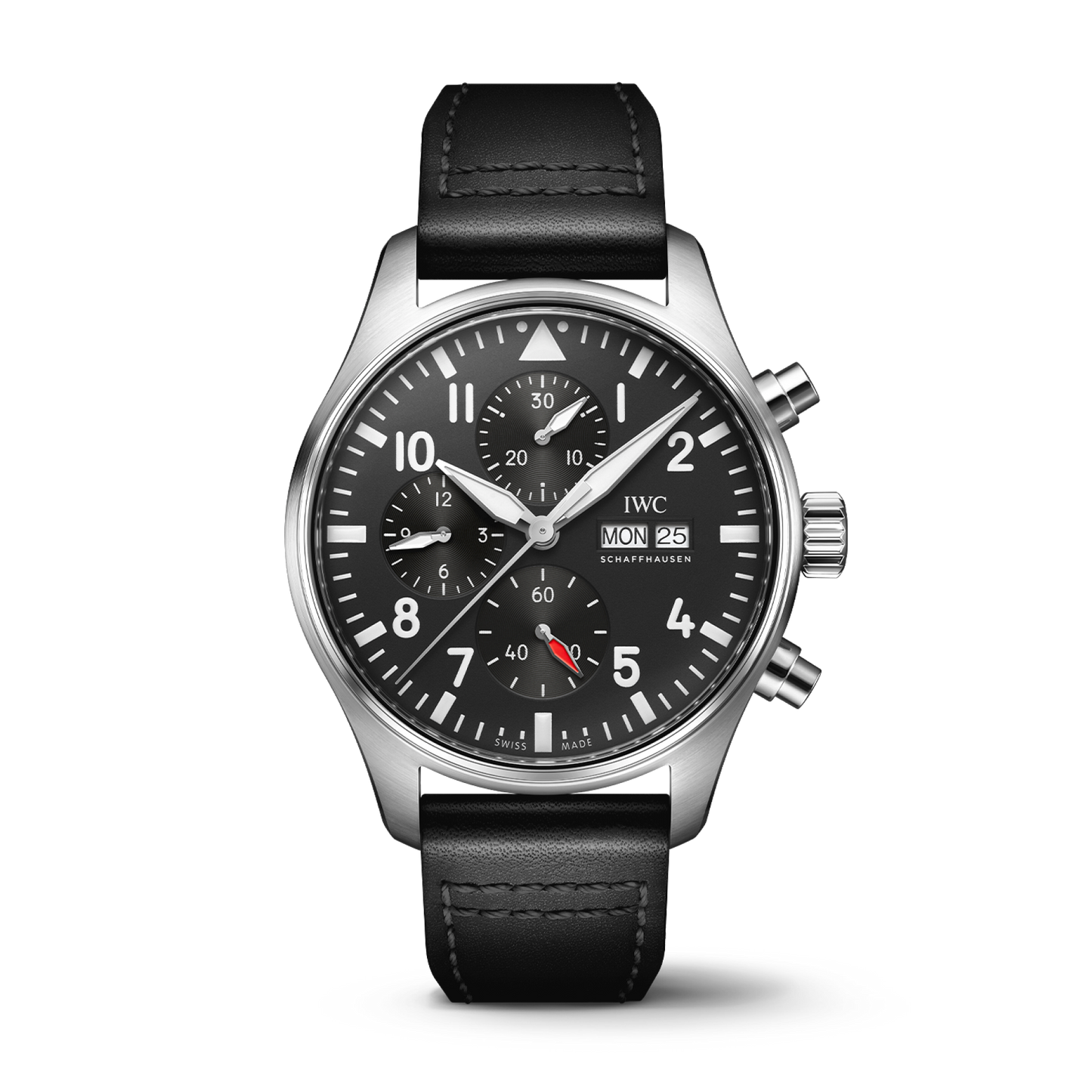 IWC Schaffhausen Pilot's Watch Chronograph 43 mm  Black Dial Stainless Steel  Black   Strap IW378001