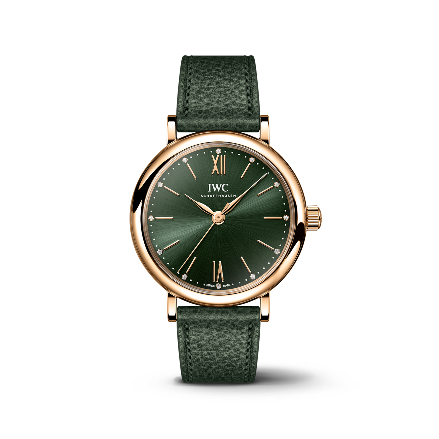 IWC Schaffhausen Portofino Automatic 34 mm Green  Dial 18 Kt 5N Gold Case Green   Strap IW357415
