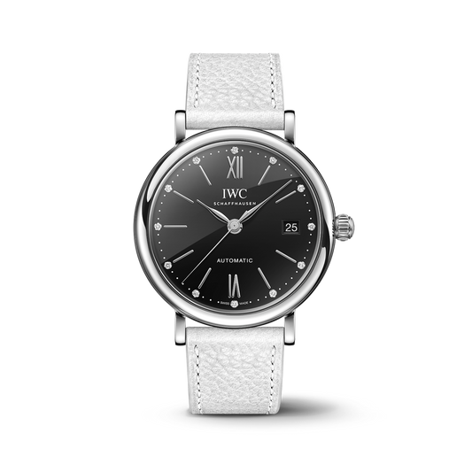 IWC Schaffhausen Portofino Automatic 37 mm Black  Dial Stainless Steel White   Strap IW458611