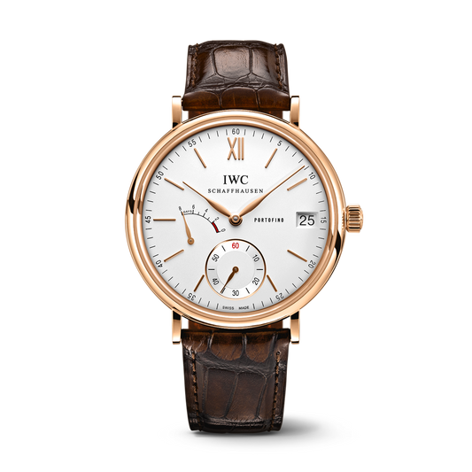 IWC Schaffhausen Portofino Hand-Wound Eight Days 45 mm Silver  Dial 18 Kt 5N Gold Dark Brown   Leather Strap IW510107