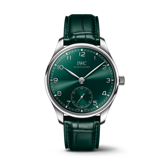 IWC Schaffhausen Portugieser Automatic 40.4 mm Green Dial Stainless Steel Green   Leather Strap IW358310