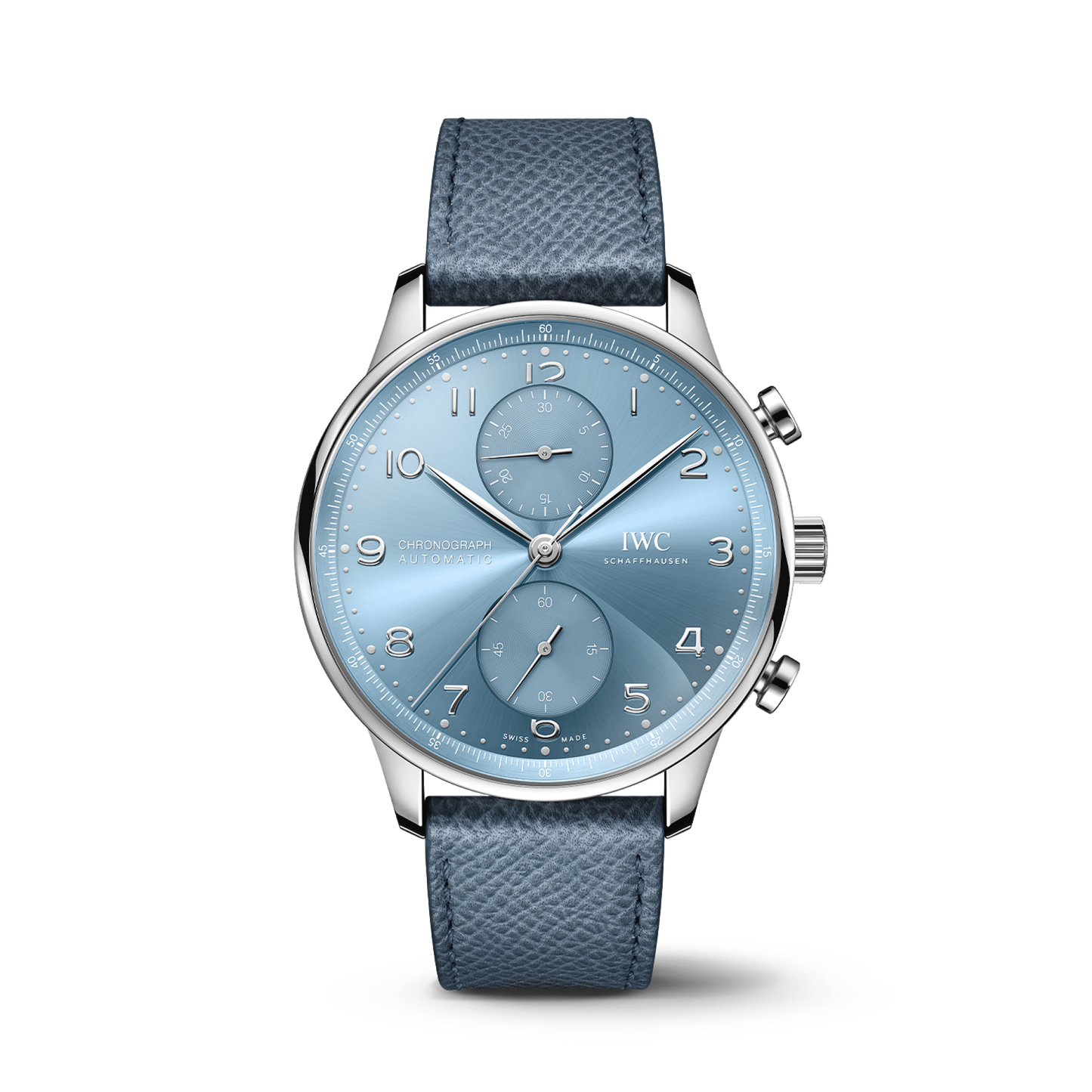 IWC Schaffhausen Portugieser Chronograph 41 mm Blue Dial 18k White Gold Light Blue   Strap IW371626
