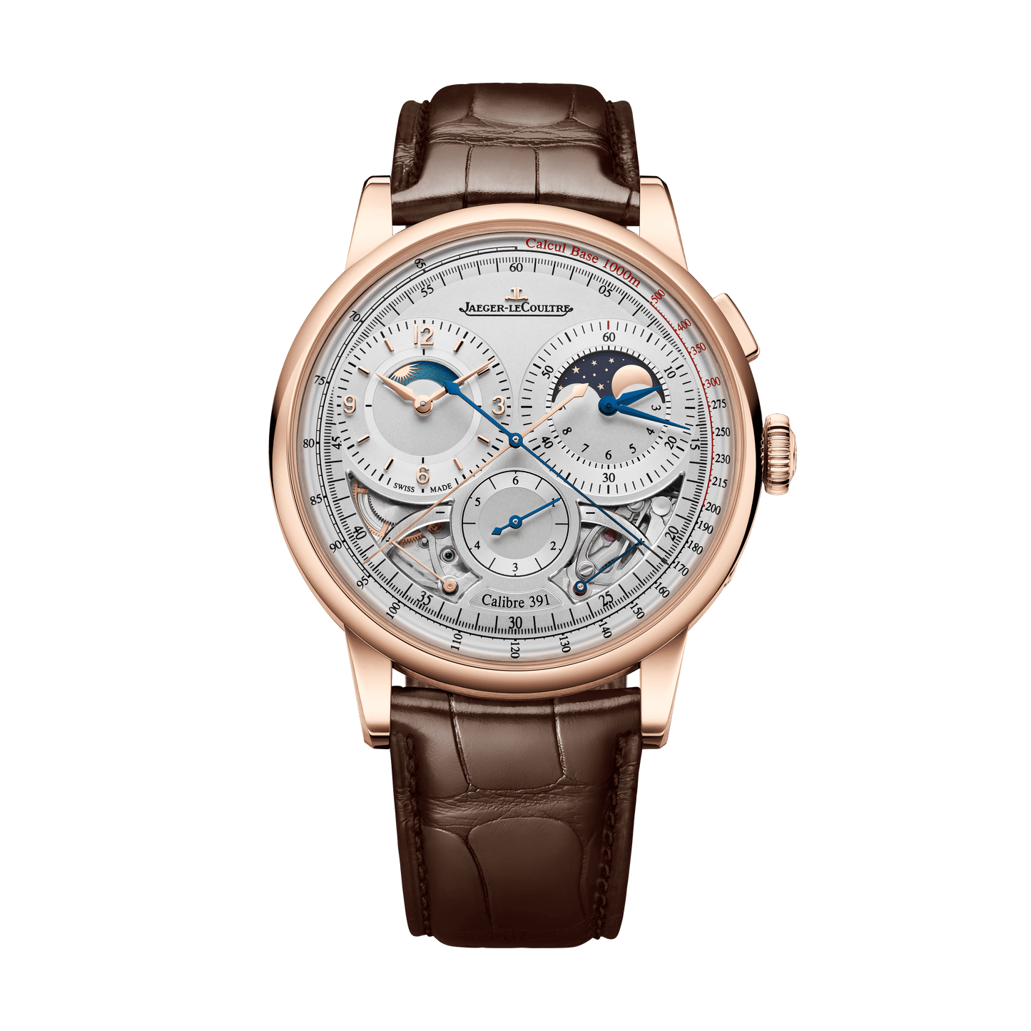 Jaeger-LeCoultre Duometre Chronograph Moon 42.5 mm Grey Dial Pink Gold   Leather Strap Q622252J