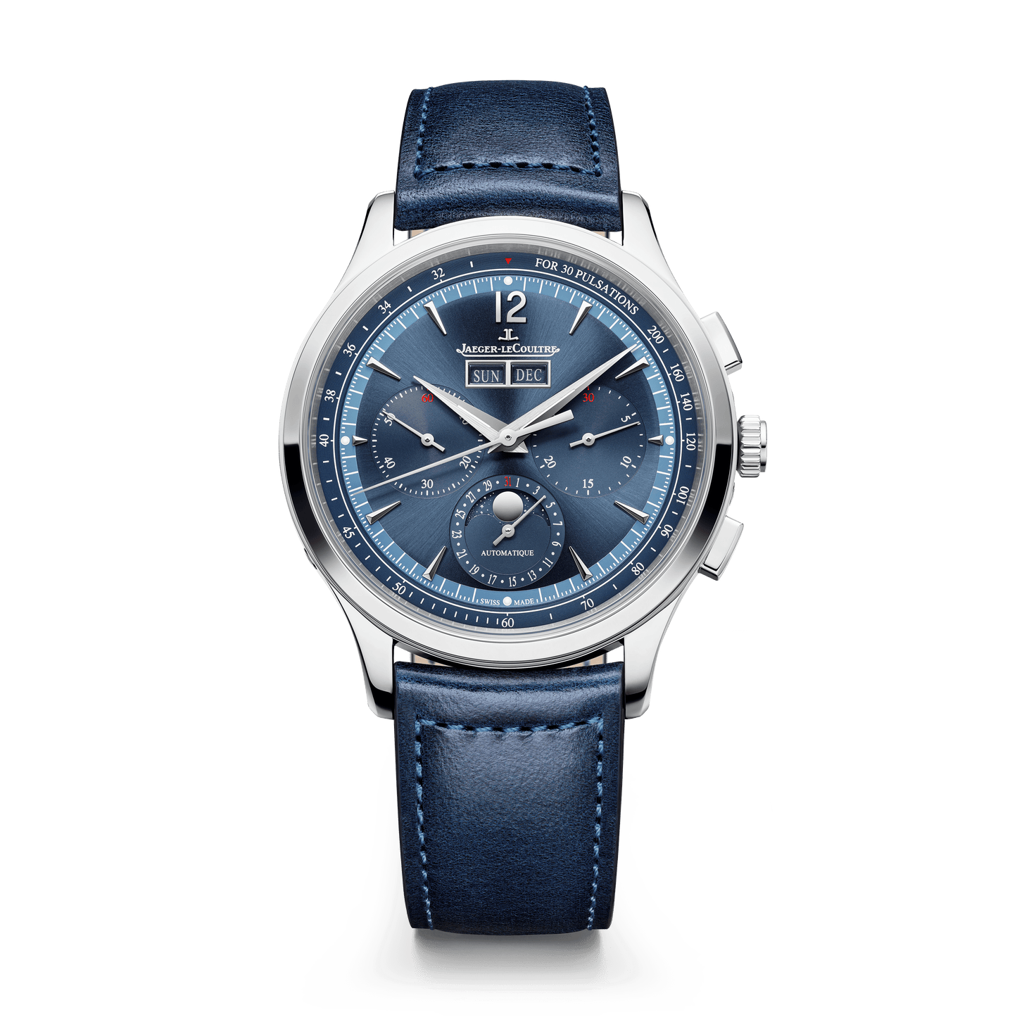 Jaeger-LeCoultre Master Control Chronograph Calendar 40 mm Blue Dial Stainless Steel   Leather Strap Q4138480