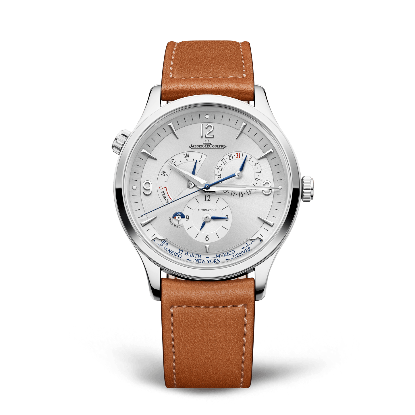 Jaeger-LeCoultre Master Control Geographic 40 mm Silvered Grey Dial Stainless Steel   Leather Strap Q4128420