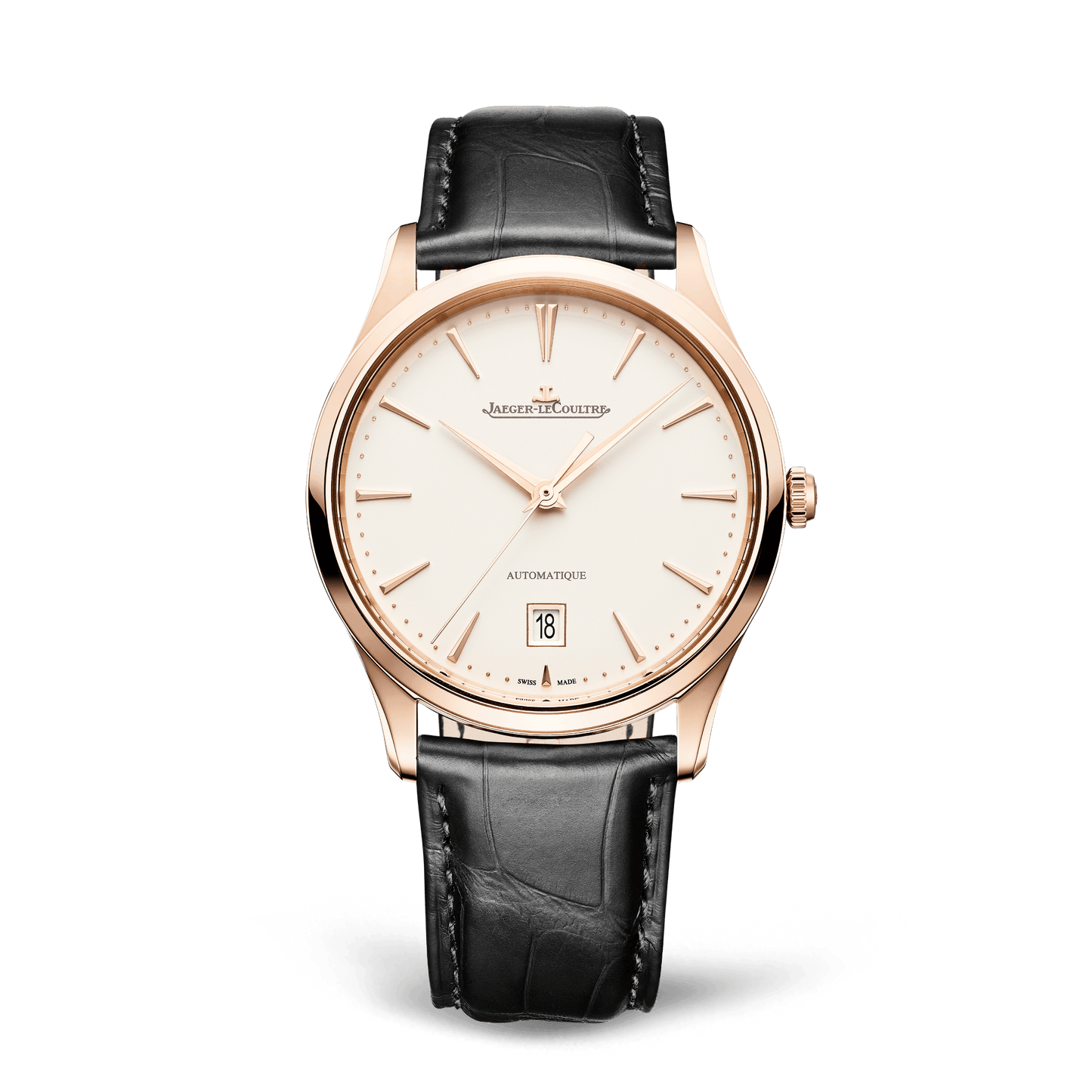 Jaeger-LeCoultre Master Ultra Thin Date 39 mm Beige Dial Pink Gold   Leather Strap Q1232511