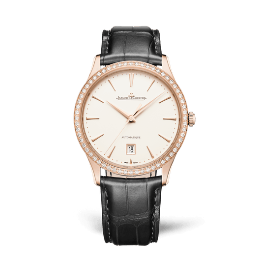 Jaeger-LeCoultre Master Ultra Thin Date 39 mm Beige Dial with Diamonds Pink Gold   Leather Strap Q1232502