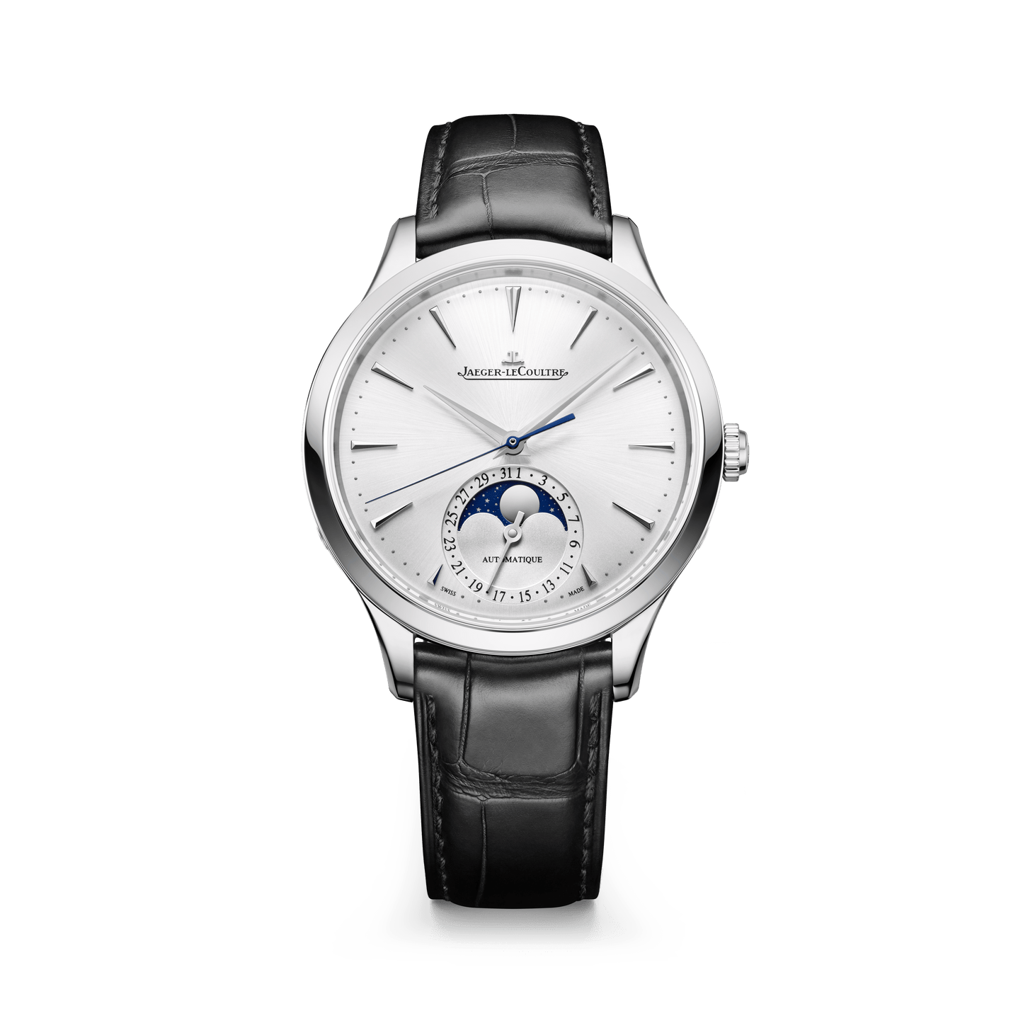 Jaeger-LeCoultre Master Ultra Thin Moon 36 mm Silver Dial Stainless Steel   Leather Strap Q1248421