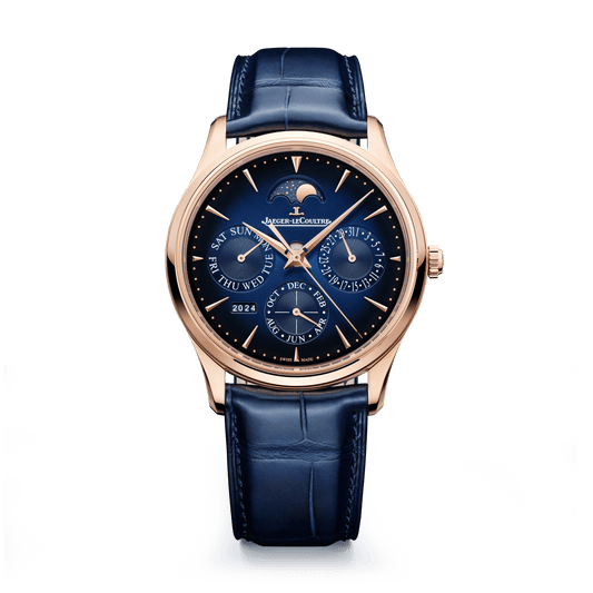 Jaeger-LeCoultre Master Ultra Thin Perpetual Calendar 39 mm Blue Dial Pink Gold   Leather Strap Q114258J