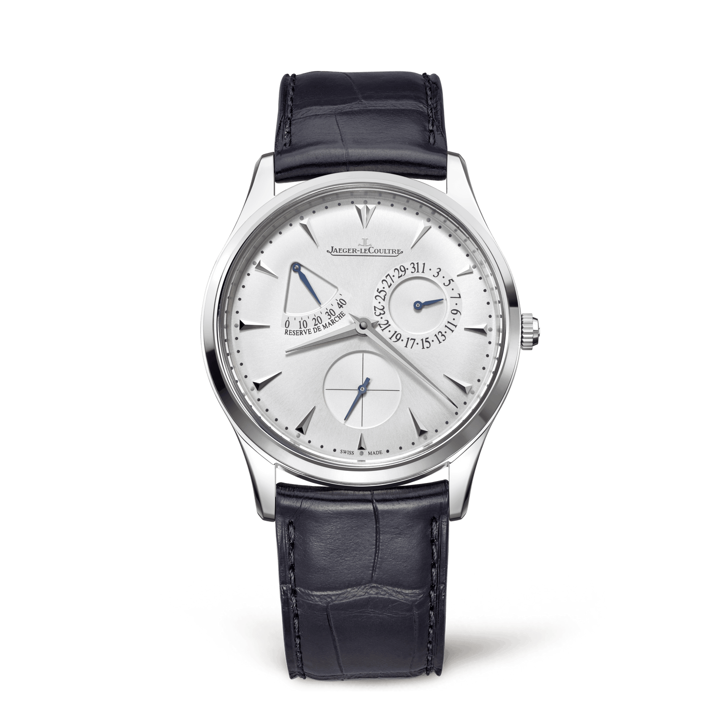 Jaeger-LeCoultre Master Ultra Thin Power Reserve 39 mm Silvered Grey Dial Stainless Steel   Leather Strap Q1378420