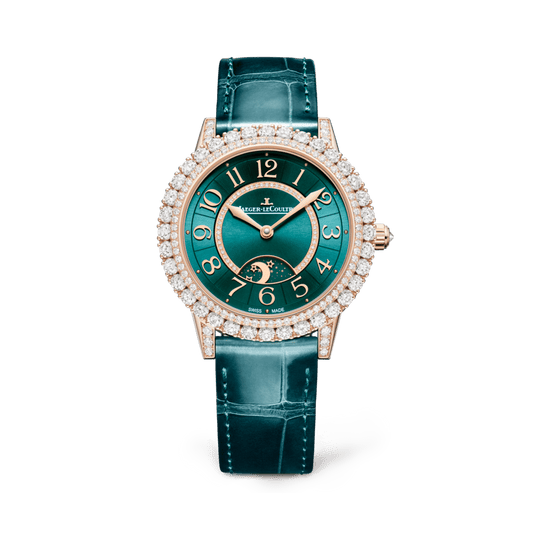 Jaeger-LeCoultre Rendez-Vous Dazzling Night & Day 36 mm Green Dial with Diamonds Pink Gold   Leather Strap Q343247J