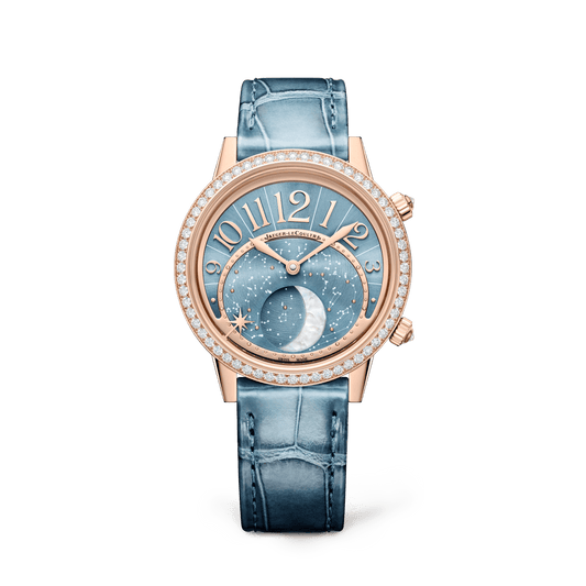 Jaeger-LeCoultre Rendez-Vous Jewellery Moon 36 mm Blue Dial with Diamonds Pink Gold   Leather Strap Q3522480