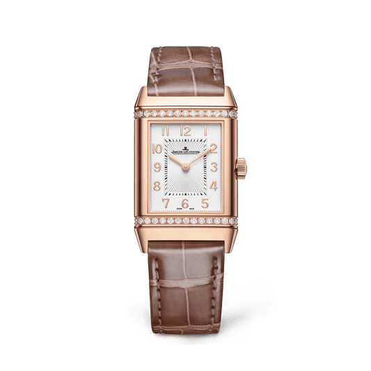 Jaeger-LeCoultre Reverso Classic Duetto 40 x 24.4 mm Silvered Grey Dial with Diamonds Pink Gold   Leather Strap Q2572570