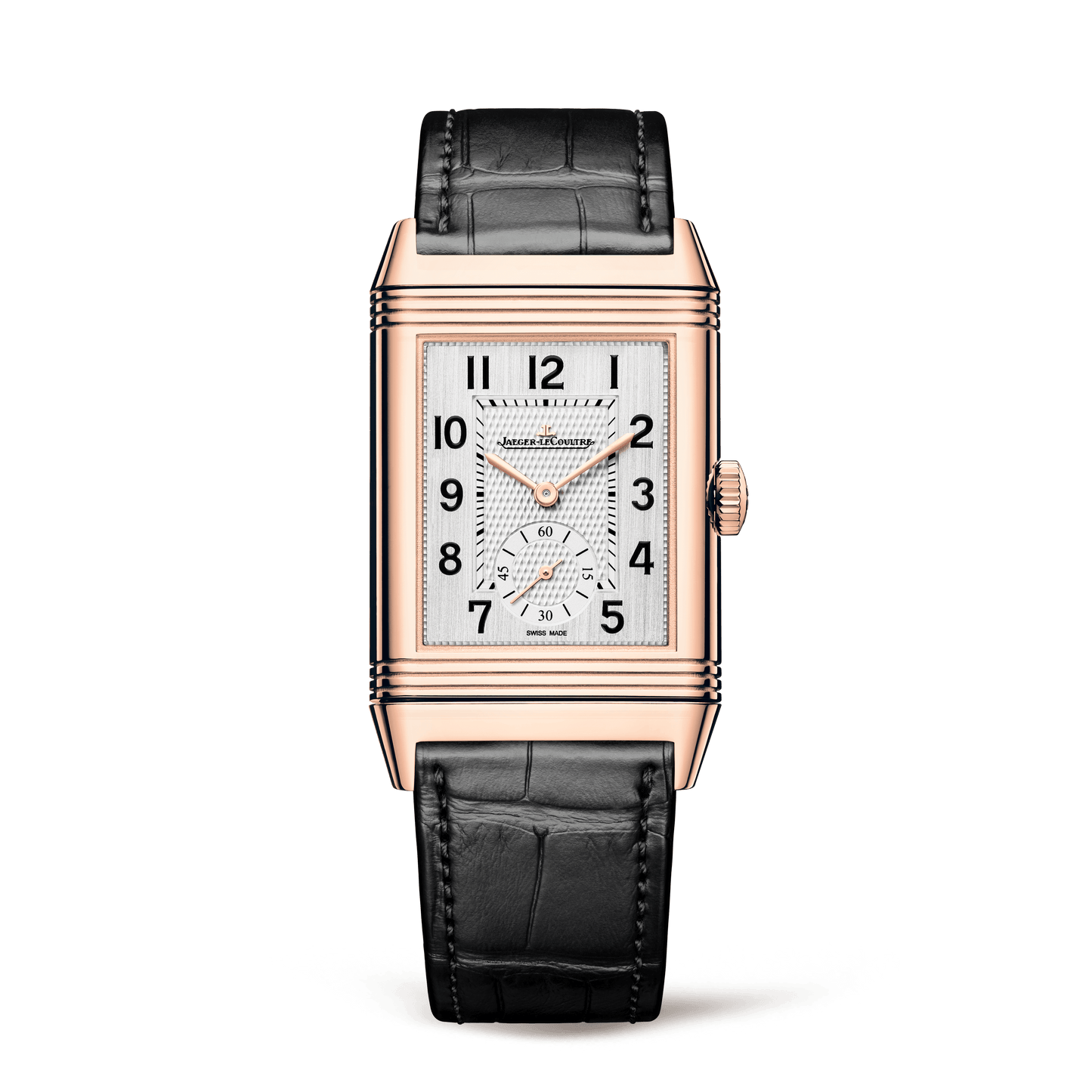 Jaeger-LeCoultre Reverso Classic Duoface Small Seconds 47 x 28.3 mm Silvered Grey Dial Pink Gold   Leather Strap Q3842520