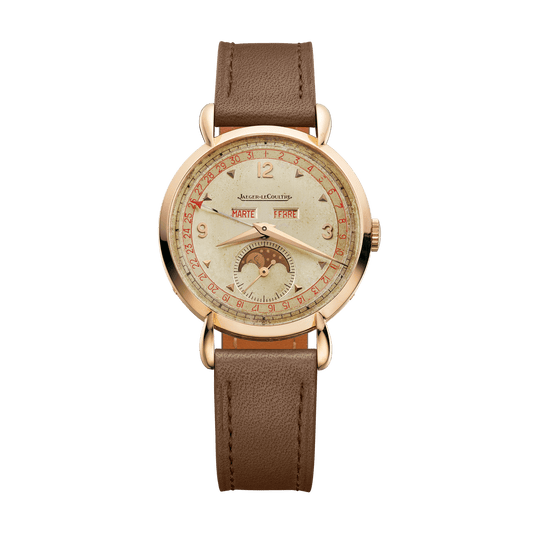 Jaeger-LeCoultre THE COLLECTIBLES Calendar 35 mm Beige Dial 18k Yellow Gold   Leather Strap QVE27221