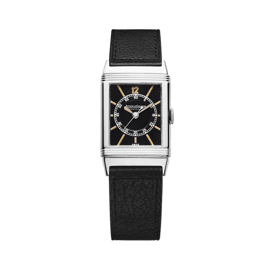 Jaeger-LeCoultre THE COLLECTIBLES Reverso Central Seconds 23 x 38 mm Black Dial Stainless Steel   Leather Strap QV020102