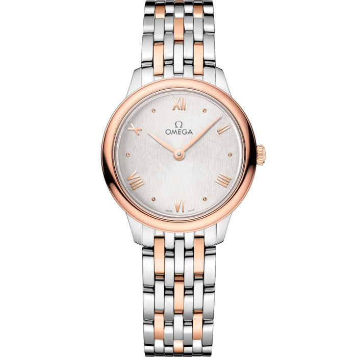 Omega De Ville Prestige 27.5 mm Silver Dial 18k Yellow Gold Bracelet 434.20.28.60.02.001