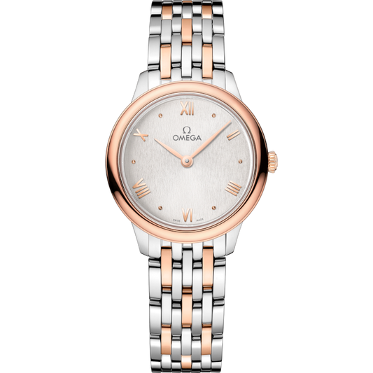 Omega De Ville Prestige 27.5 mm Silver Dial 18k Yellow Gold Bracelet 434.20.28.60.02.001