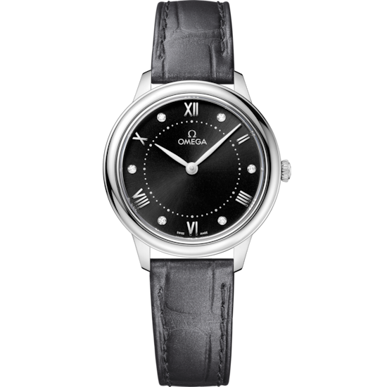 Omega De Ville Prestige 30 mm Black Dial with Diamonds Stainless Steel Strap 434.13.30.60.51.001