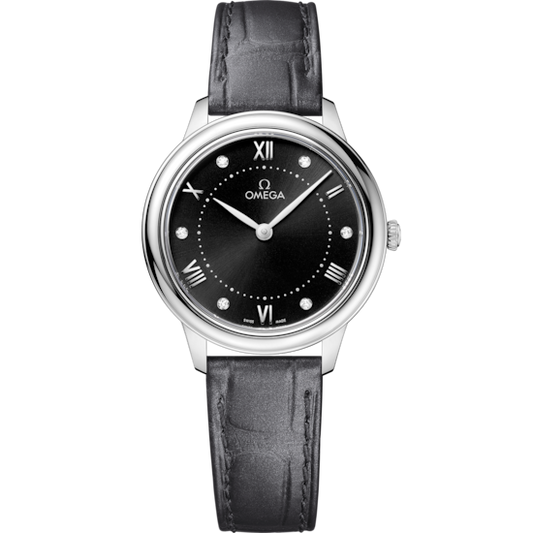 Omega De Ville Prestige 30 mm Black Dial with Diamonds Stainless Steel Strap 434.13.30.60.51.001