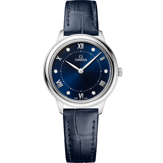 Omega De Ville Prestige 30 mm Blue Dial with Diamonds Stainless Steel Strap 434.13.30.60.53.001