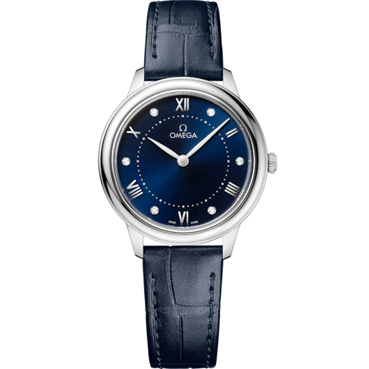 Omega De Ville Prestige 30 mm Blue Dial with Diamonds Stainless Steel Strap 434.13.30.60.53.001