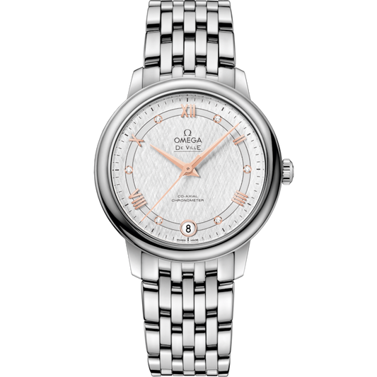 Omega De Ville Prestige 32.7 mm Silver Dial Stainless Steel Bracelet 424.10.33.20.52.001