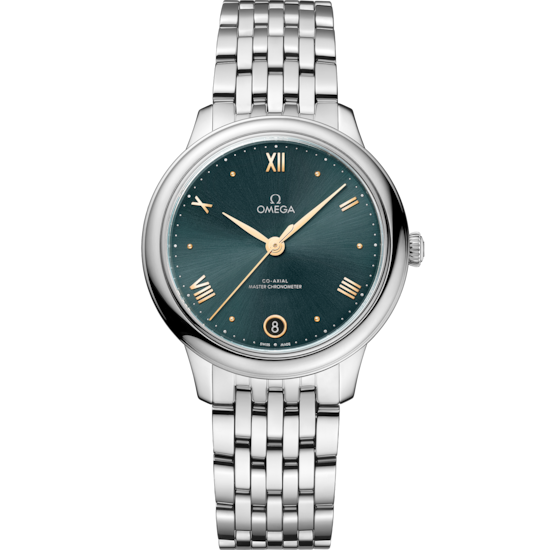 Omega De Ville Prestige 34 mm Green Dial Stainless Steel Bracelet 434.10.34.20.10.001