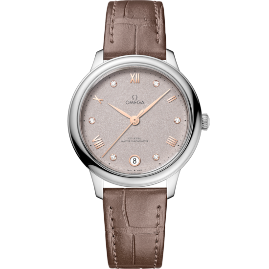 Omega De Ville Prestige 34 mm Grey Dial with Diamonds Stainless Steel Strap 434.13.34.20.52.002