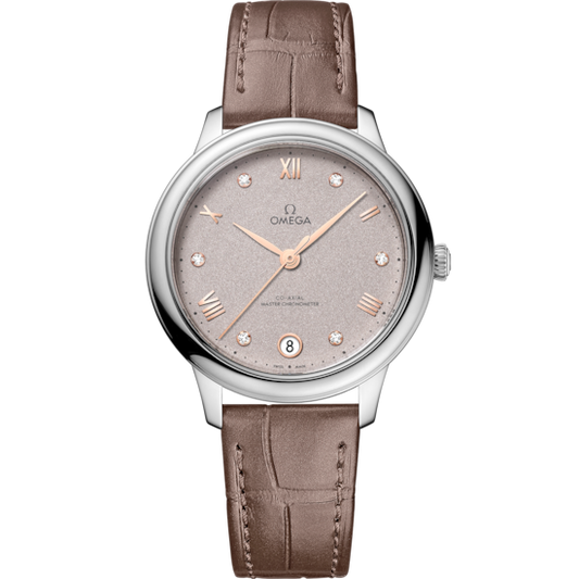 Omega De Ville Prestige 34 mm Grey Dial with Diamonds Stainless Steel Strap 434.13.34.20.52.002