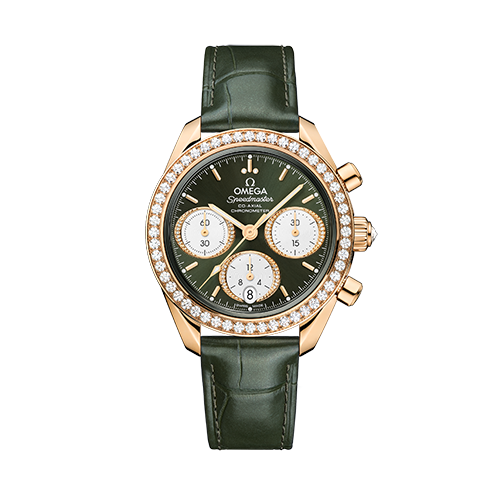 Omega Speedmaster 38  Green Dial 38 mm   with Diamond  Moonshine™ 18k Rose Gold Strap 324.58.38.50.60.001