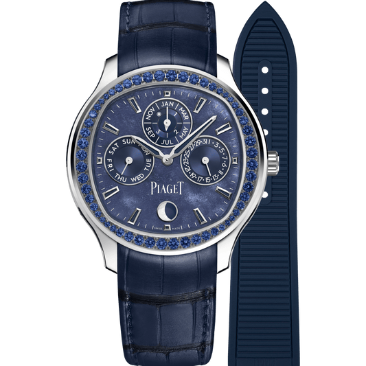 Piaget Piaget Polo Perpetual Calendar Ultra-Thin watch 42 mm Blue Dial with Diamonds 18K White Gold   Strap G0A48007