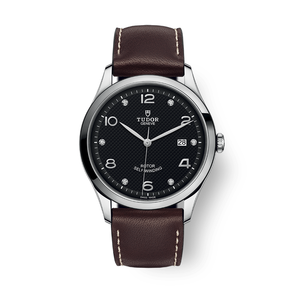 Tudor 1926 41 mm Black Dial with Diamonds Stainless Steel Leather Strap M91650-0009