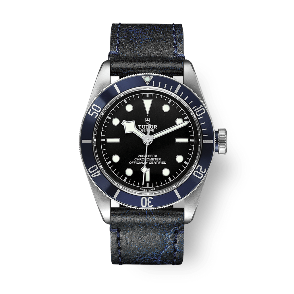 Tudor Black Bay 41 mm Black Dial Stainless Steel Leather Strap M79230B-0007