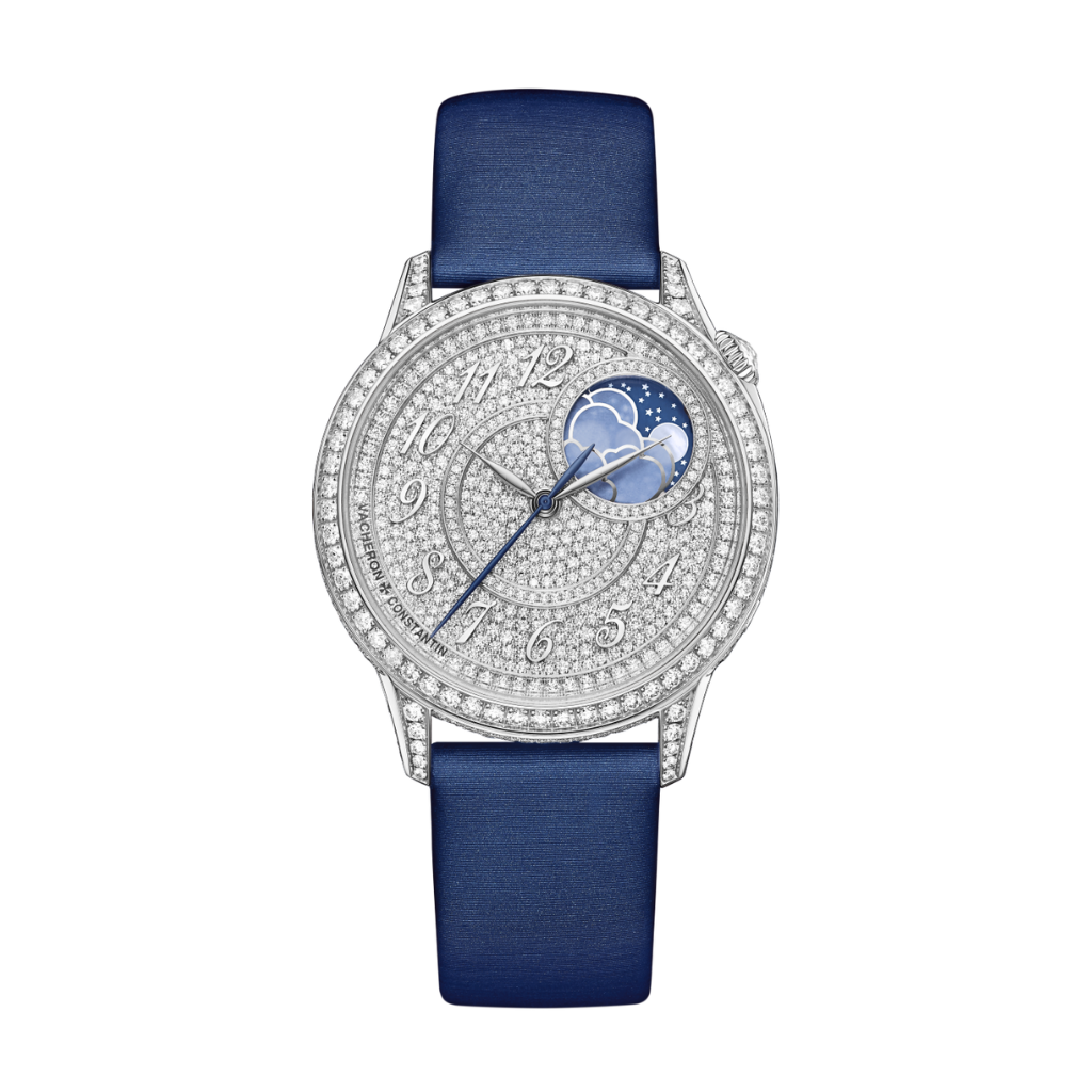 Vacheron Constantin Égérie moon phase 37 mm Diamond Paved Dial White Gold   Leather Strap 8006F/000G-B499