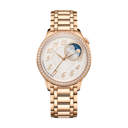 Vacheron Constantin Égérie moon phase 37 mm Silver Dial with Diamonds 18K Pink Gold Bracelet 8005F/120R-H002