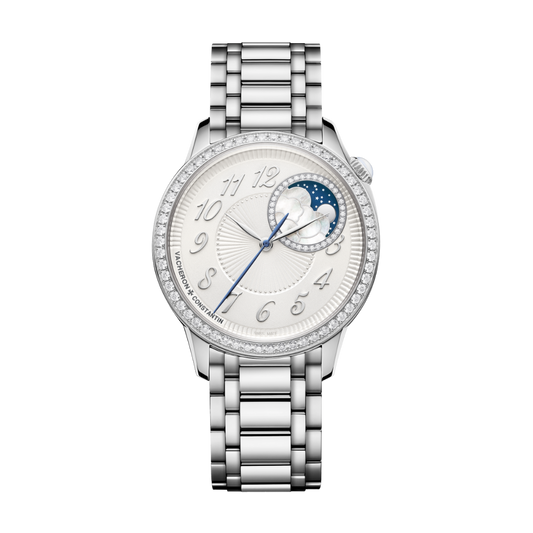 Vacheron Constantin Égérie moon phase 37 mm Silver Dial with Diamonds Stainless Steel Bracelet 8005F/120A-B497